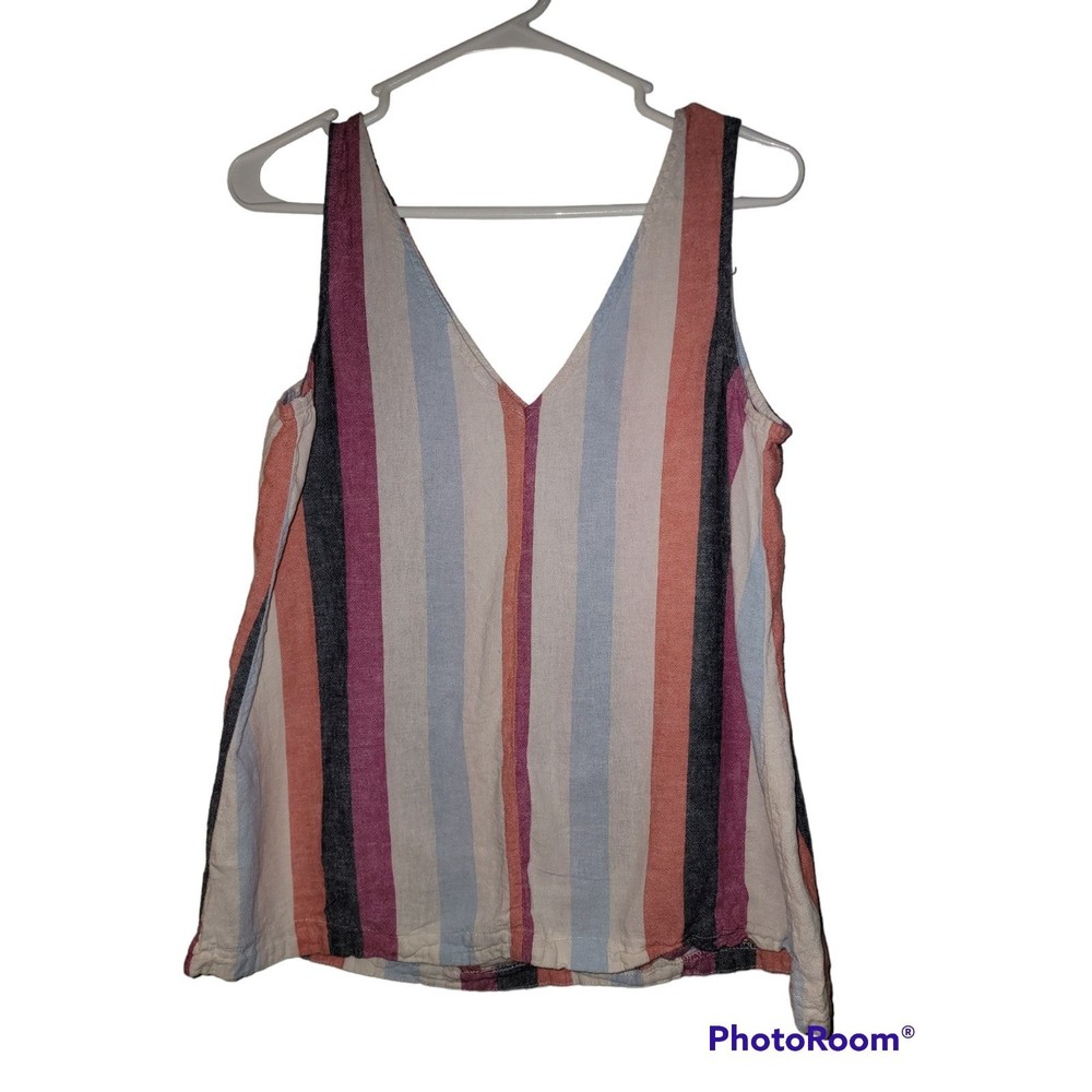 Time and Tru Striped Linen Tank Top